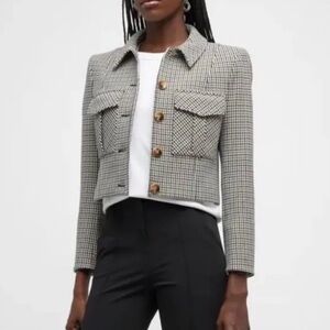 Veronica Beard Fulham Houndstooth Cropped Jacket